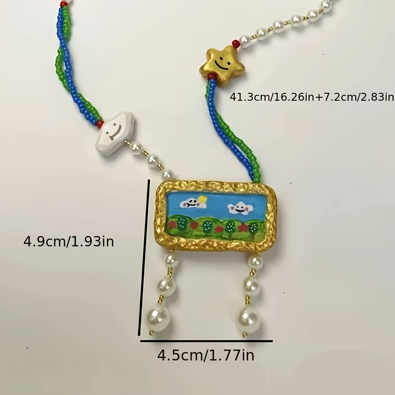 Cartoon Cloud Design Statement Necklace, Trendy Accessory